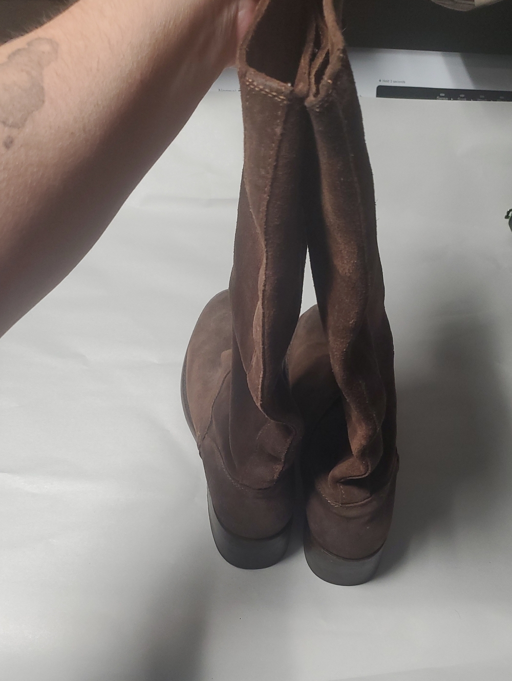 Frye Elena Pull-on Tall Brown Suede Women's Boots Size 7 Style 76556 Equestrian - Picture 12 of 16